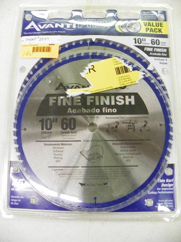 lot 180 image: AVANTIPRO 10 SAW BLADE, MSRP $29.97