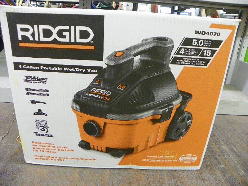 lot 182 image: RIGID 4 GALLON PORTABLE WETDRY VAC, MSRP $95.00
