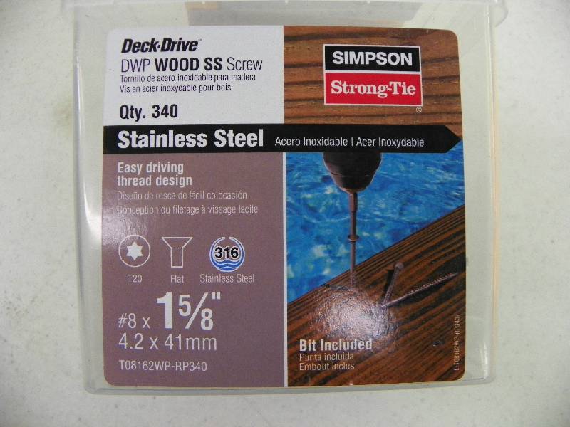 lot 186 image: SIMPSON STRONG TIE DECK SCREWS, 1 58, MSRP $35.47