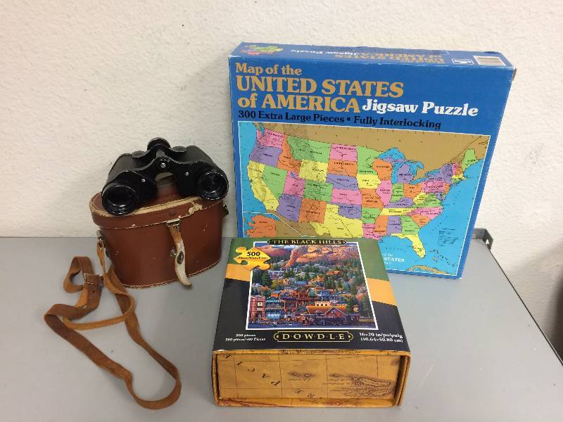lot 56 image: Vintage Binoculars and Puzzles