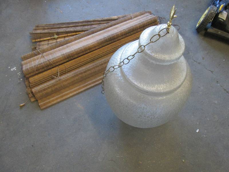 lot 91 image: Bamboo Shades, Hanging Lamp...