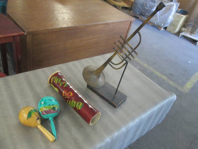 lot 96 image: Decorative Bugle, Maracas, Drum...