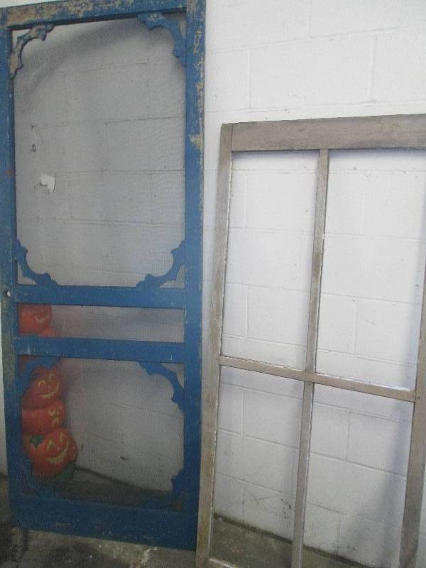lot 99 image: Window Frame & Screen Door for repu...