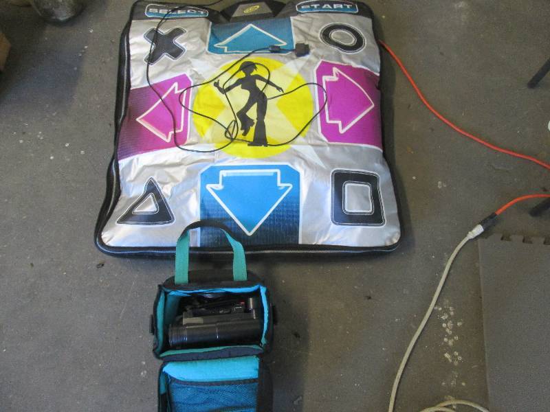 lot 102 image: Video Camera with case, Dance Pad...