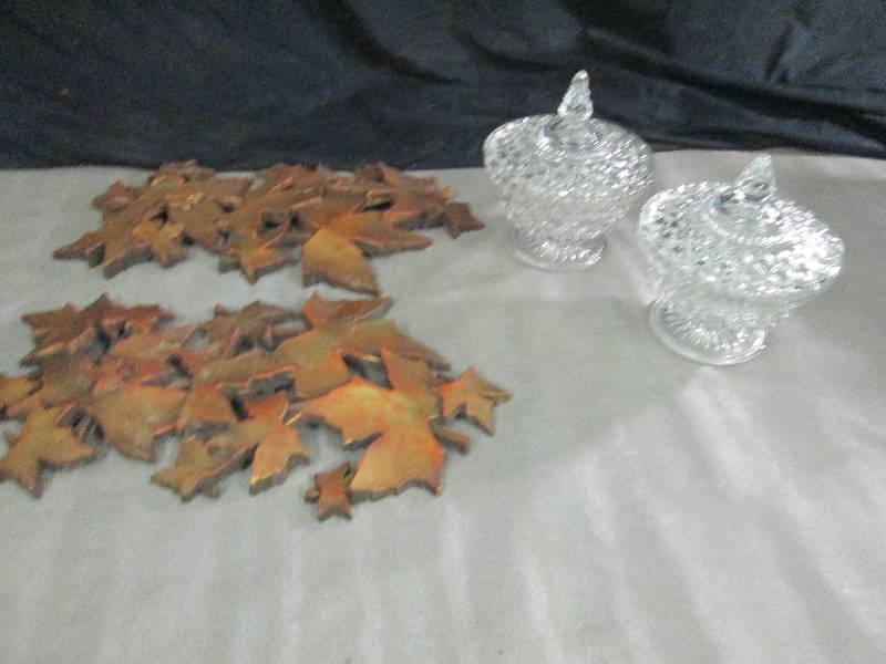 lot 47 image: 2 Footed Cut Glass Candy Dishes, Le...