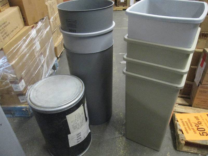 lot 131 image: Lot of 7 Waste Bins & Drum ...