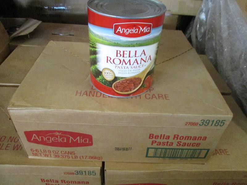 lot 150 image: Case of 6  6lb 9 oz Cans Angela Mi...