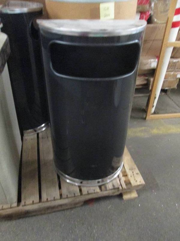 lot 208 image: Half Moon Metal Trash Bin...