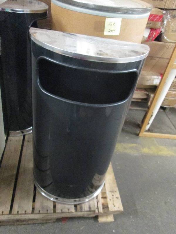lot 209 image: Half Moon Metal Trash Bin...