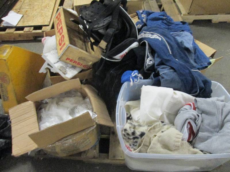 lot 336 image: Pallet of Clothes, Football Gear, R...