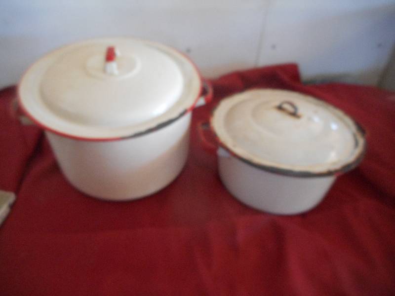 2 VINTAGE ENAMAL POTS