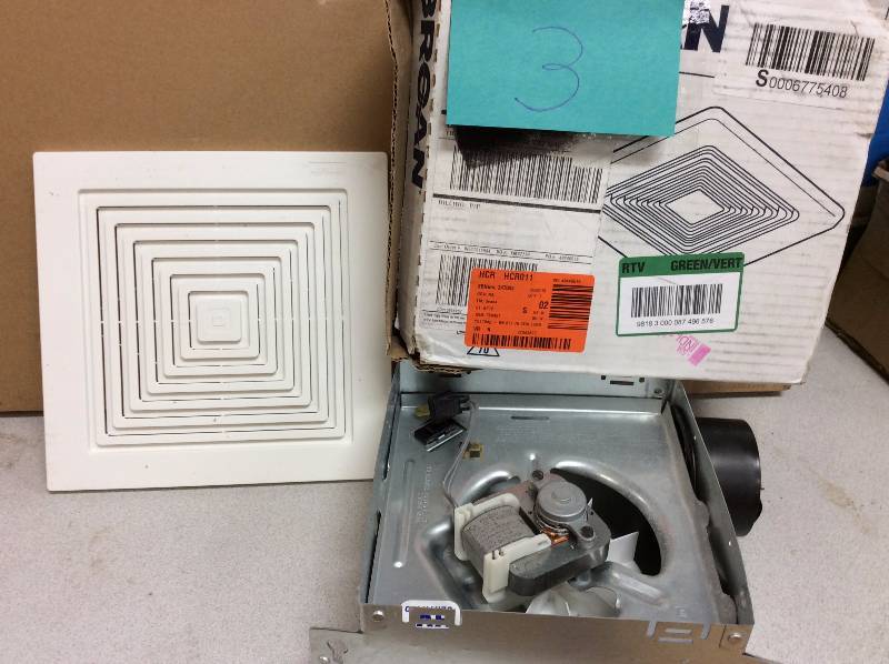 lot 3 image: Broan 70 CFM CeilingWall Exhaust Fan Model#  671 open box never used