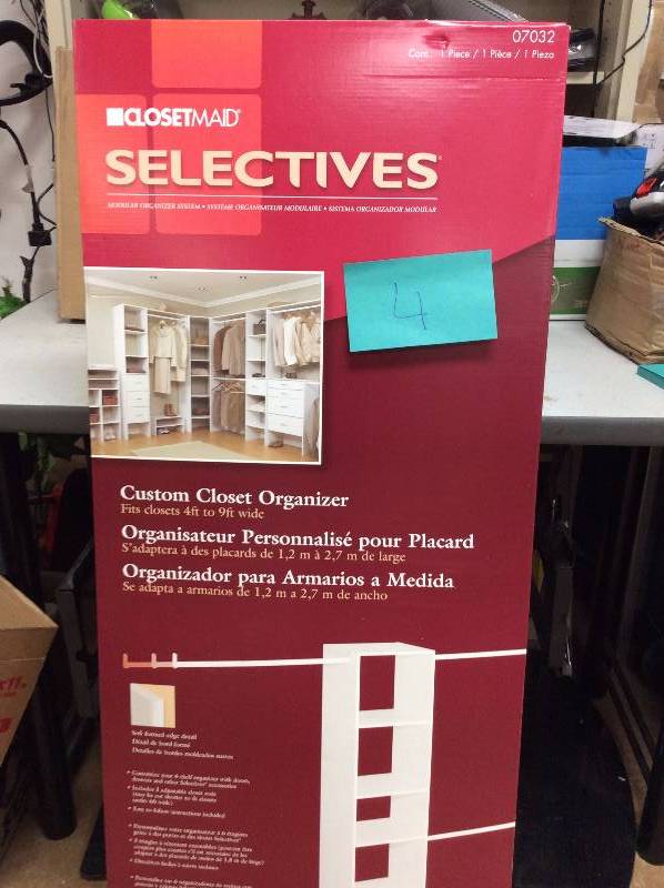 lot 4 image: ClosetMaid Selectives 16 in. White Custom Closet Organizer Model # 7032 open box never used