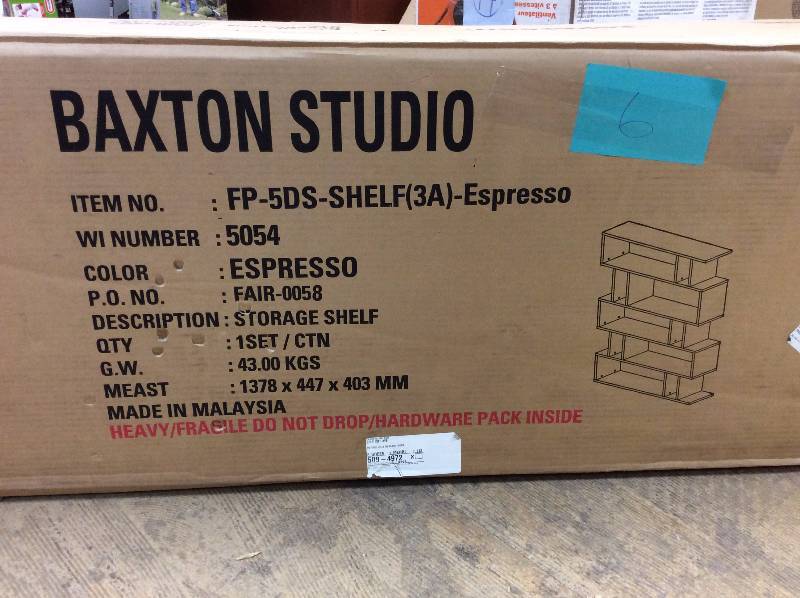lot 6 image: Baxton Studio FP-5DS-Shelf (3A) Goodwin 5-Level Modern Bookshelf, Dark Brown open box never used