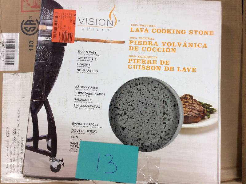 lot 13 image: Vision Grills Dual-Purpose Lava Cooking StoneHeat Deflector New