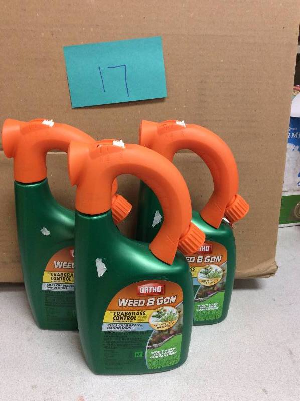 lot 17 image: Set of 3 Ortho Weed-B-Gon Weed Killer for Lawns Plus Crabgrass Control open box never used