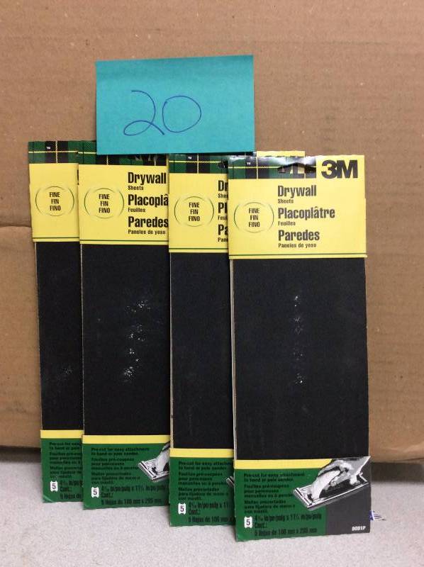 lot 20 image: Set Of 4  3M 4-316 in. x 11-14 in. Fine Drywall Sanding Sheet