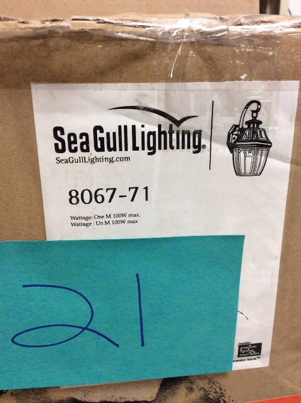 lot 21 image: Sea Gull Lighting Lancaster 1-Light Antique Bronze Outdoor Wall Fixture open box never used
