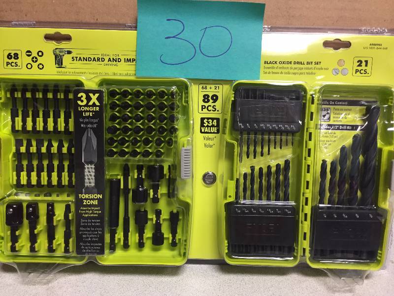 lot 30 image: Ryobi A988903 Impact Driving Kit (68-PC) & Free Black Oxide Drilling Set (21-PC)
