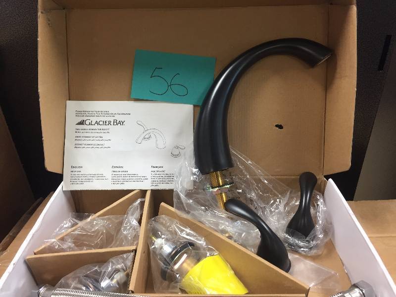 lot 56 image: Pegasus Sentio Single-Handle Pull-Down Sprayer Kitchen Faucet in Brushed Nickel open box never used
