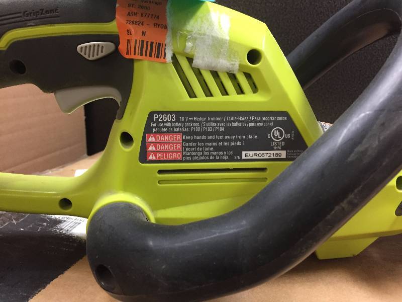 lot 63 image: Ryobi ONE 18 in. 18-Volt Lithium-Ion Cordless Hedge Trimmer
