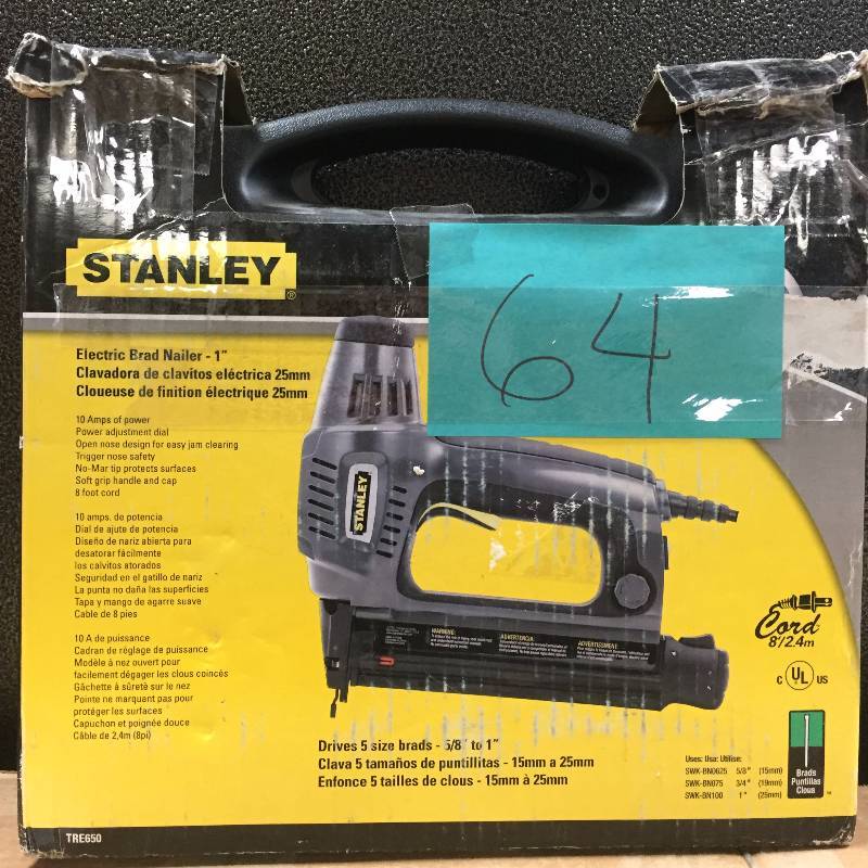 lot 64 image: Stanley 2-in-1 Electric Stapler and Strip Brad Nailer TRE650 open box never used