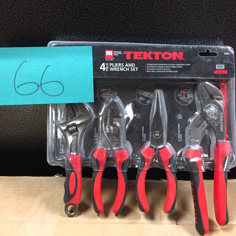 lot 66 image: TEKTON 3563 4-pc. Pliers and Wrench Set New