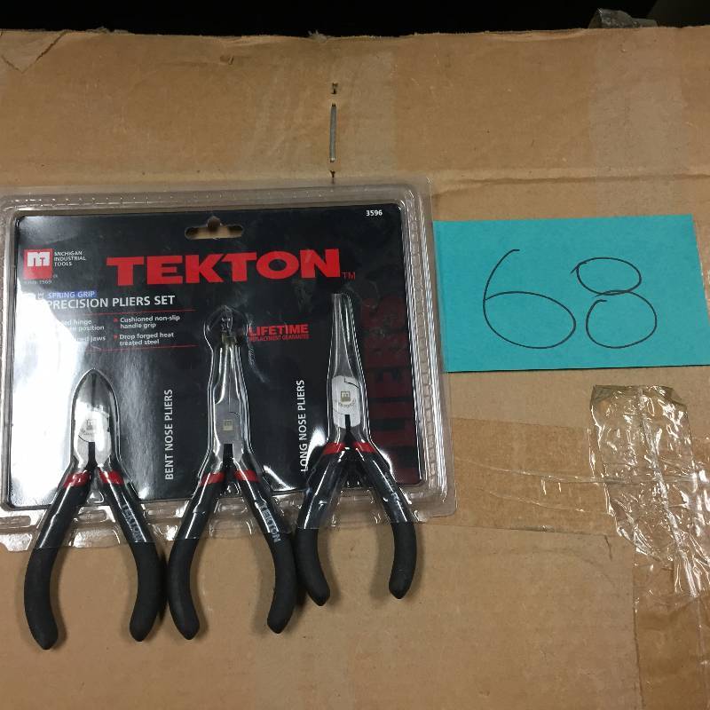 lot 68 image: TEKTON 3596 Precision Pliers Set, 3-Piece - Micro Pliers New