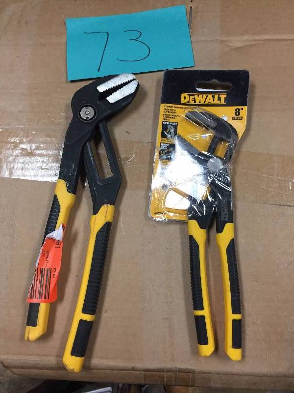 lot 73 image: DEWALT Straight Jaw Push Lock Pliers Set
