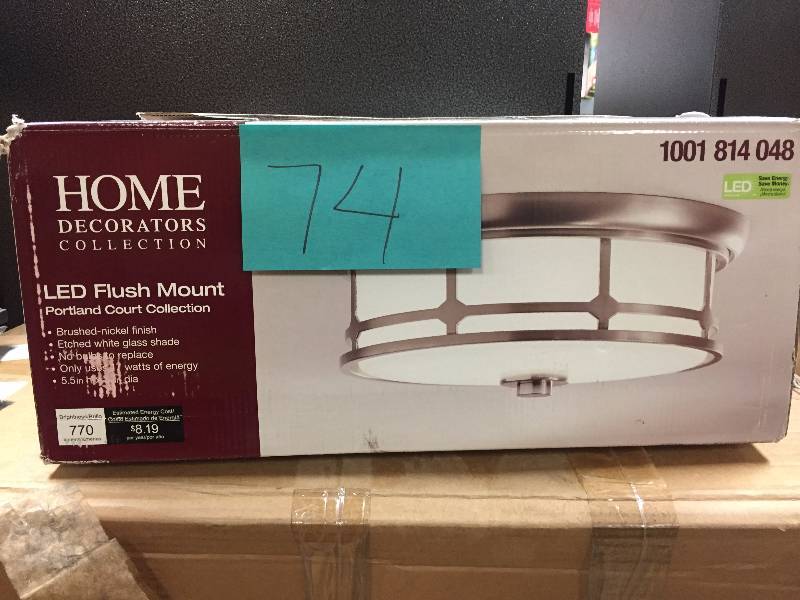 lot 74 image: Home Decorators Collection 14 in. Brushed Nickel LED Flushmount open box never used