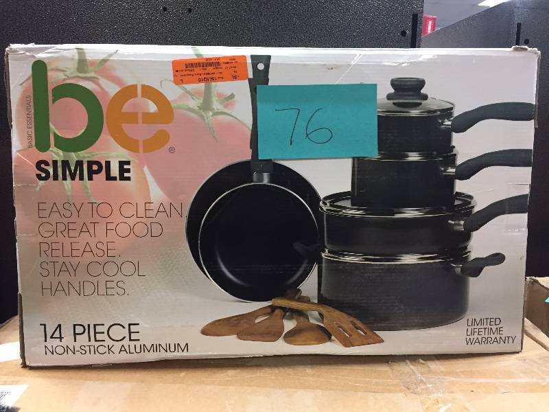 lot 76 image: Be Simple 14 piece non-stick aluminum New