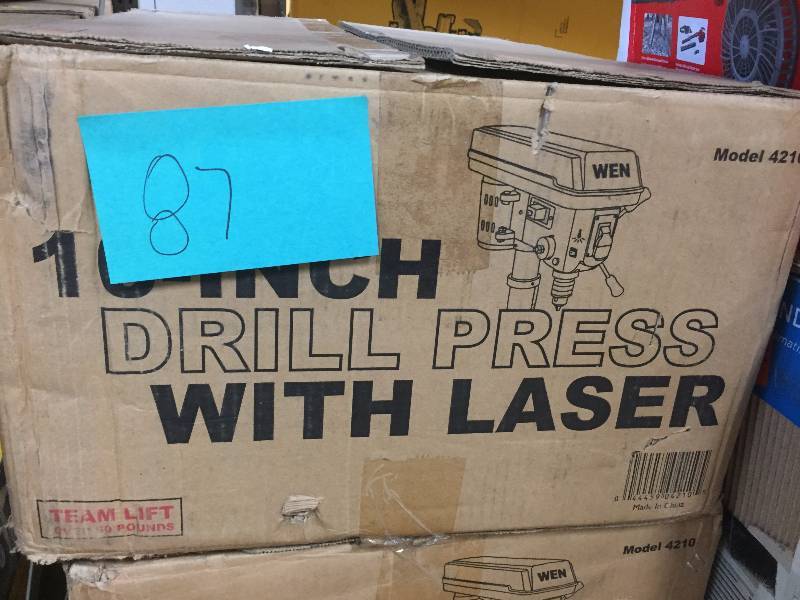 lot 87 image: WEN 10 in. Drill Press with Laser Model#  4210 open box never used