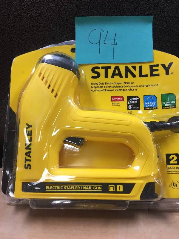 lot 94 image: Stanley 2-in-1 Electric Stapler and Strip Brad Nailer-TRE550Z open box never used