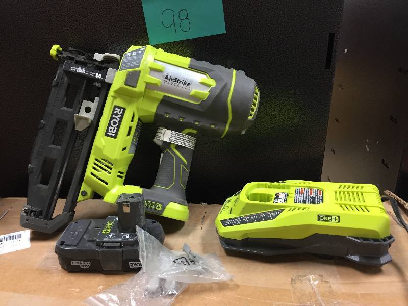 lot 98 image: Ryobi 18-Volt ONE AirStrike 16-Gauge Cordless Straight Nailer Kit