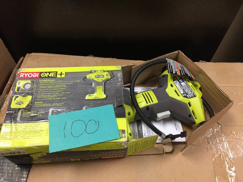 lot 100 image: Ryobi 18-Volt ONE Power Inflator (Tool-Only)-P737 open box never used