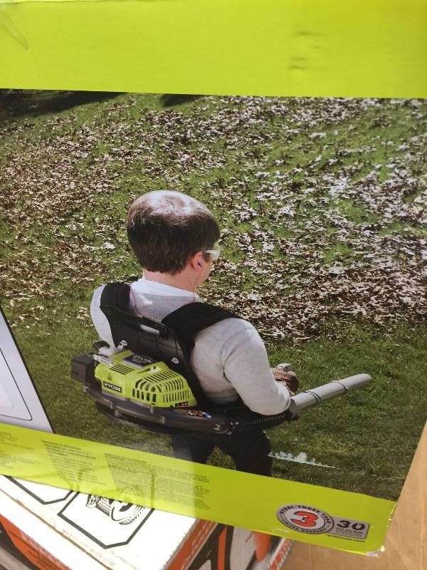 lot 121 image: Ryobi 185 MPH 510 CFM Gas Backpack Leaf Blower in like New working conditions