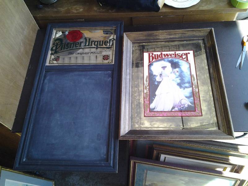 Budweiser Mirror 22x18, Pilsner Urquen 31x16, Mirror Chalkboard