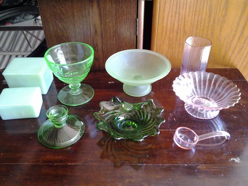 Lot Of Assorted Colored Glassware (1-Green Unanium)