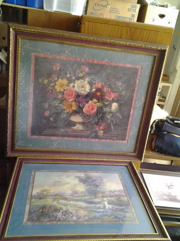2-Framed Floral Pictures-28x23, 23x18
