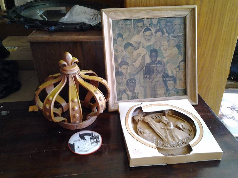 Cast Iron Crown, Carved Wood Plate-Whales, Vintage Silhouette With Convex Glass, Framed Picture