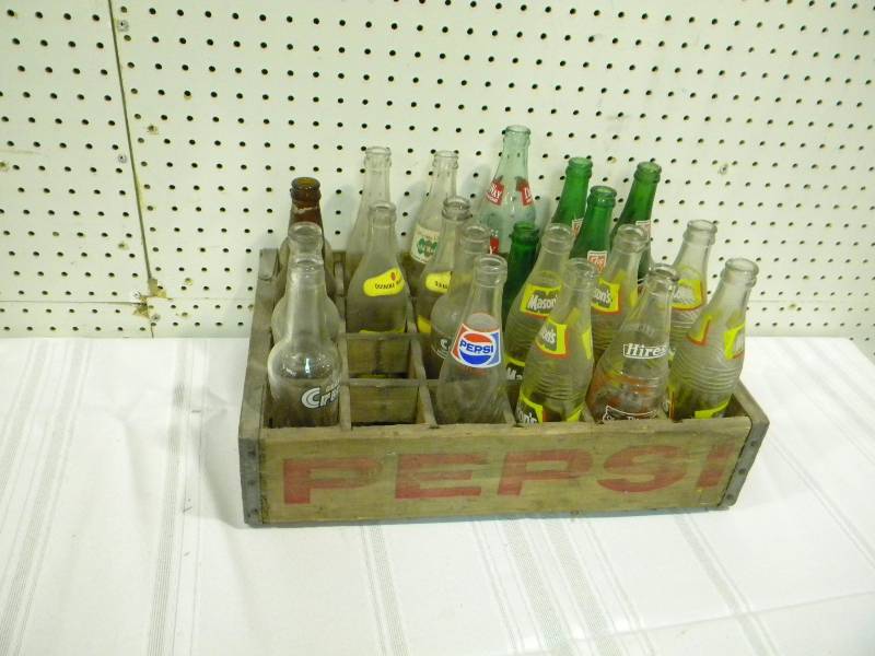 Vintage Beverage Bottles and Crate