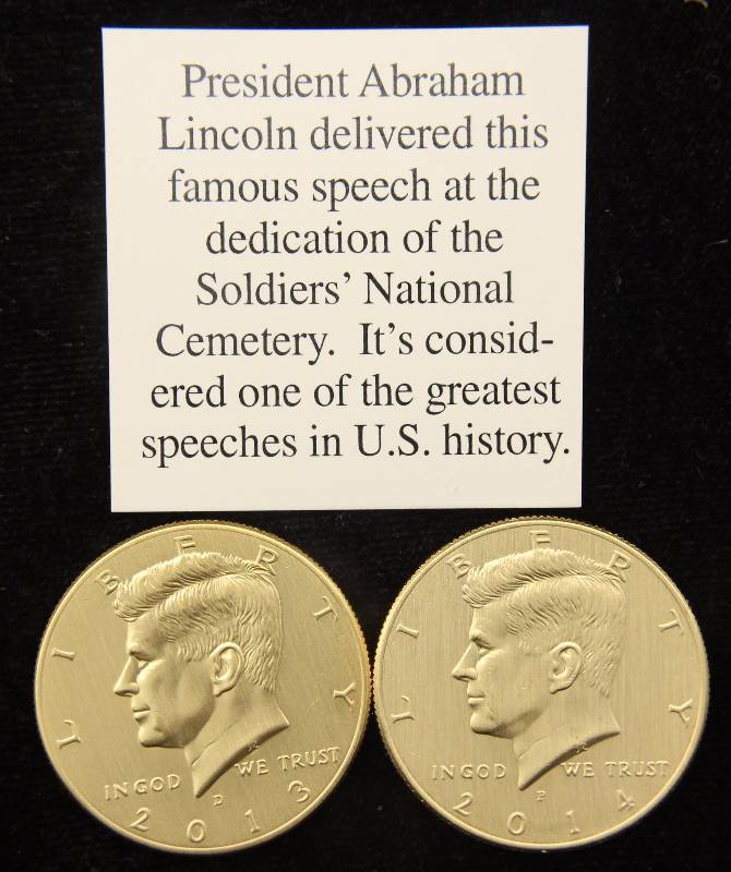 GROUP OF 2 GOLD PLATED KENNEDY HALF DOLLARS