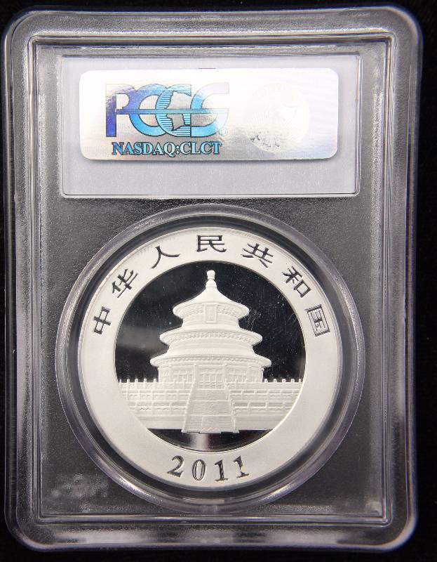 2011 CHINA SILVER PANDA 1 TROY OZ. .999 FINE SILVER MS69 PCGS