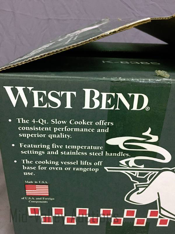 lot 22 image: West Bend 4 Qt. Slow Cooker New in box
