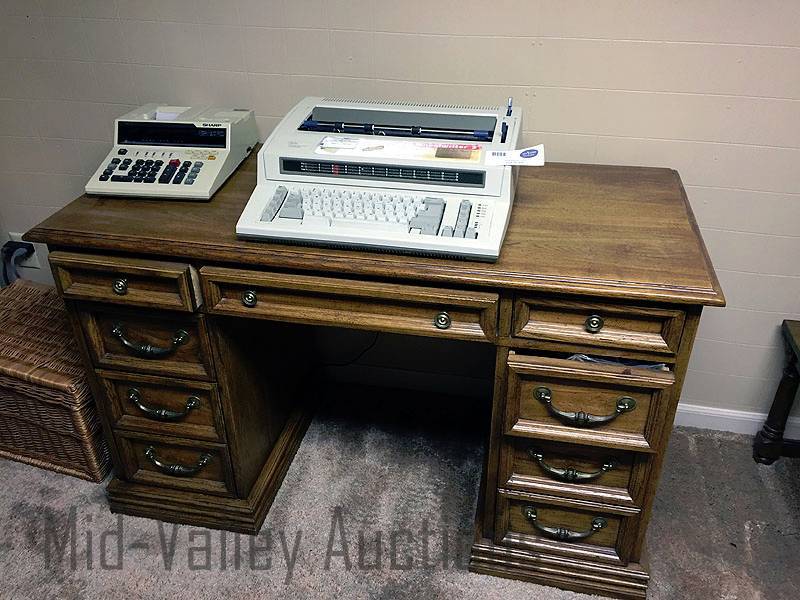 lot 94 image: Wood desk and chair