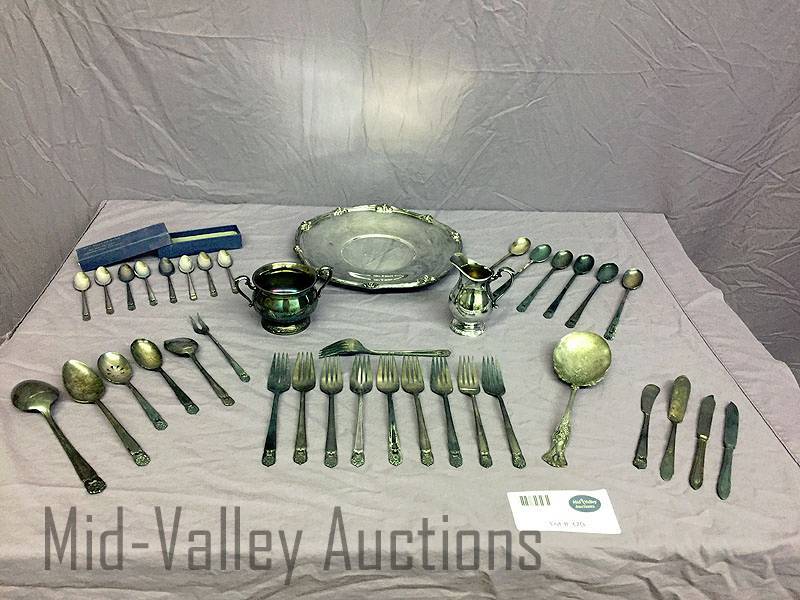 lot 370 image: Silver plated flatware and dishes