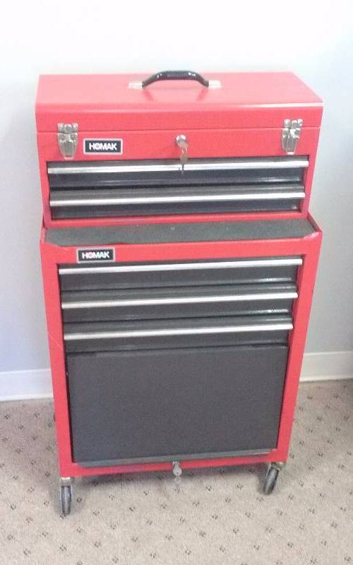lot 1 image: Homak Rolling Tool Chest wContent
