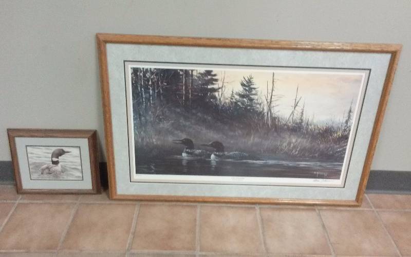lot 70 image: Oak Framed, Signed & numbered, The Voyager, by Dean Johnson, 33700, 22x35, also comes with small loon print