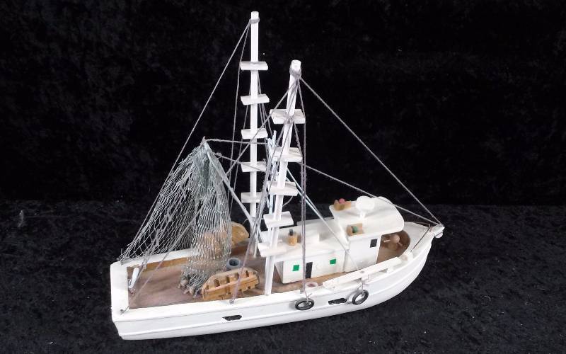 lot 83 image: Lot - Wood 12 Shrimp Boat, Vintage Low Tide Print (Signed), Tranquility by Kiff Holland