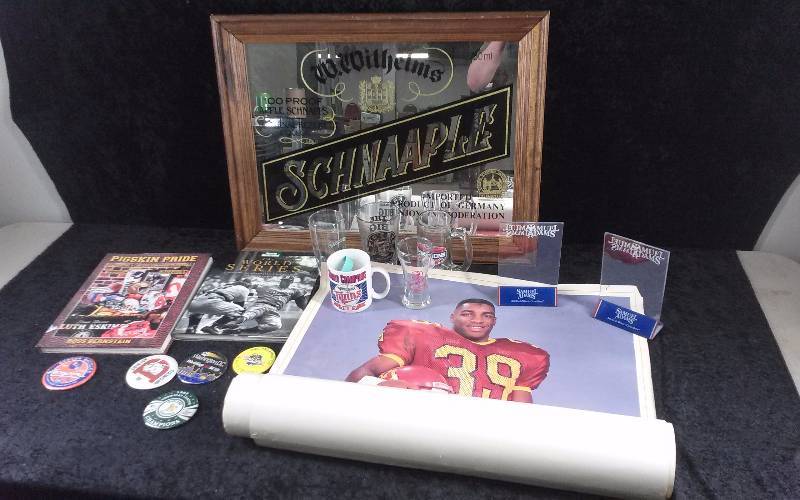 lot 96 image: Lot - SCHNAPPLE Mirror, Misc Beer Glasses, etc